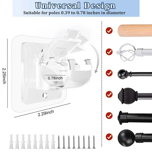 ✨ 8PCS Transparent Curtain Rod Brackets | Strong, Invisible & Easy to Install 🏡