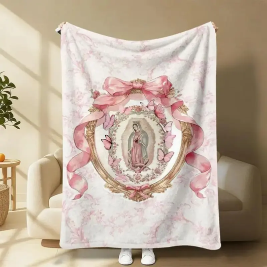 💗 Wrap Yourself in Faith & Comfort – Virgin Mary Our Lady of Guadalupe Flannel Blanket