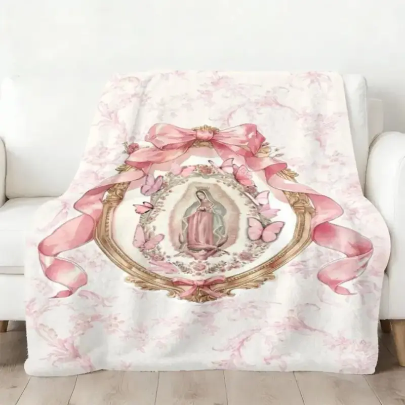 💗 Wrap Yourself in Faith & Comfort – Virgin Mary Our Lady of Guadalupe Flannel Blanket
