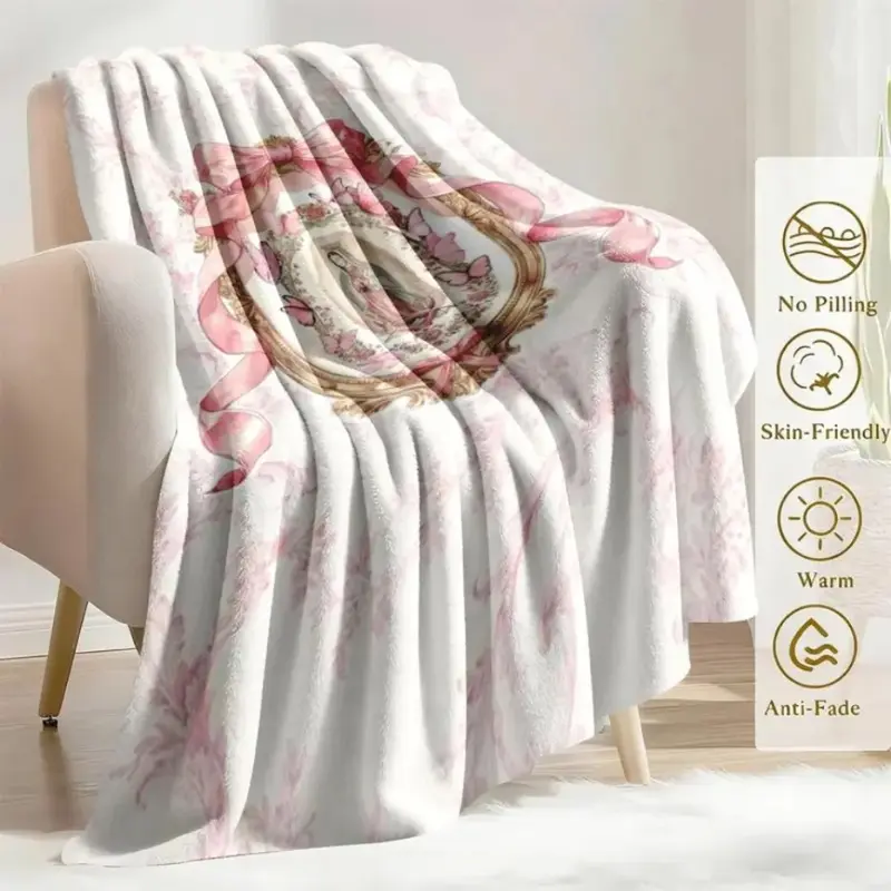 💗 Wrap Yourself in Faith & Comfort – Virgin Mary Our Lady of Guadalupe Flannel Blanket