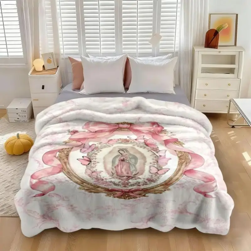 💗 Wrap Yourself in Faith & Comfort – Virgin Mary Our Lady of Guadalupe Flannel Blanket