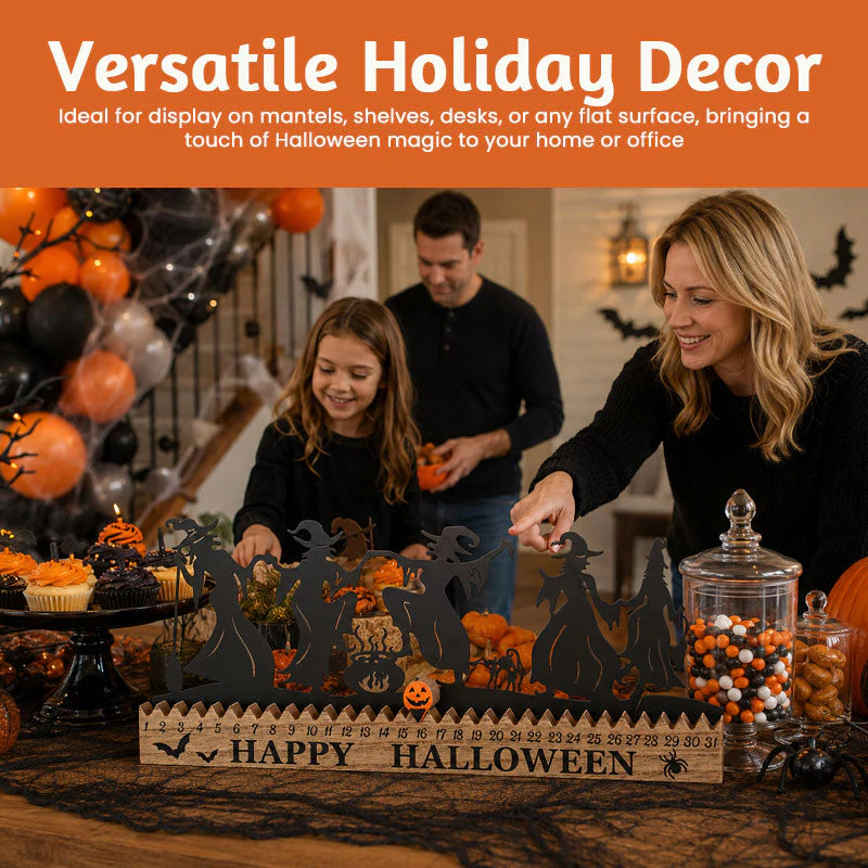 🎃 Halloween Countdown Calendar – Wooden 31-Day Witch & Pumpkin Advent Decor🧙🏠