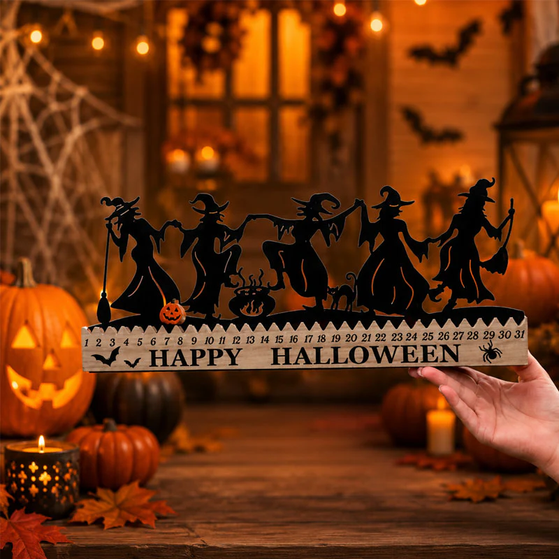 🎃 Halloween Countdown Calendar – Wooden 31-Day Witch & Pumpkin Advent Decor🧙🏠
