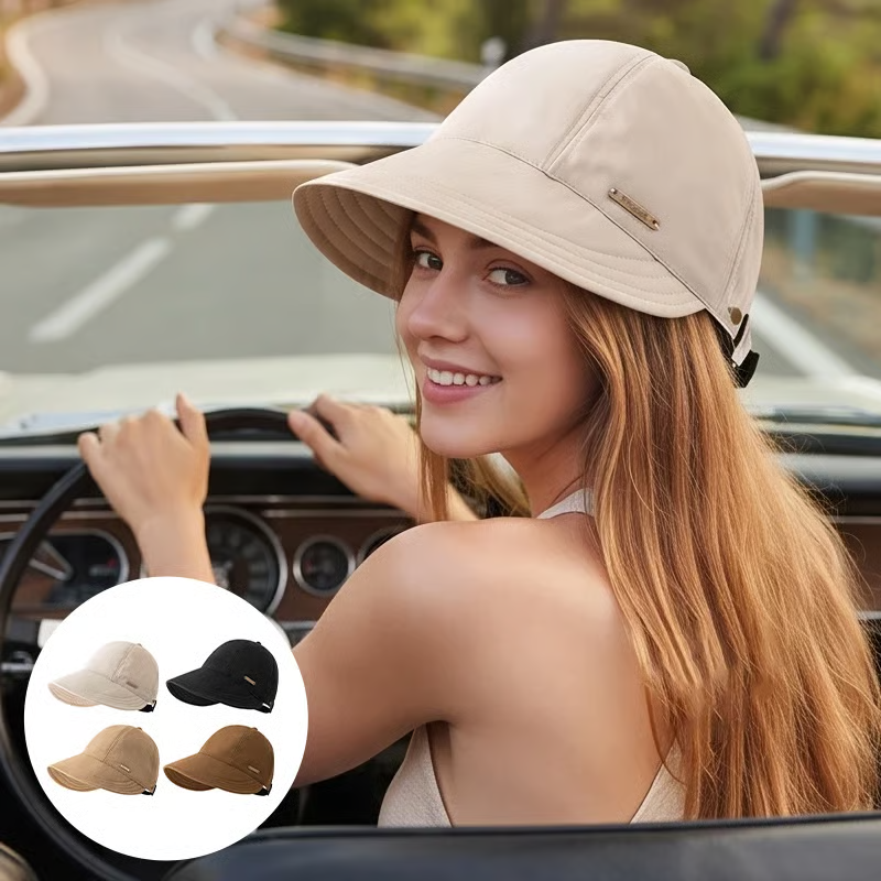 ☀️ Women’s Wide Brim Sun Visor Hat UPF 50+ – Ponytail Open Top Beach & Golf Sun Protection Cap