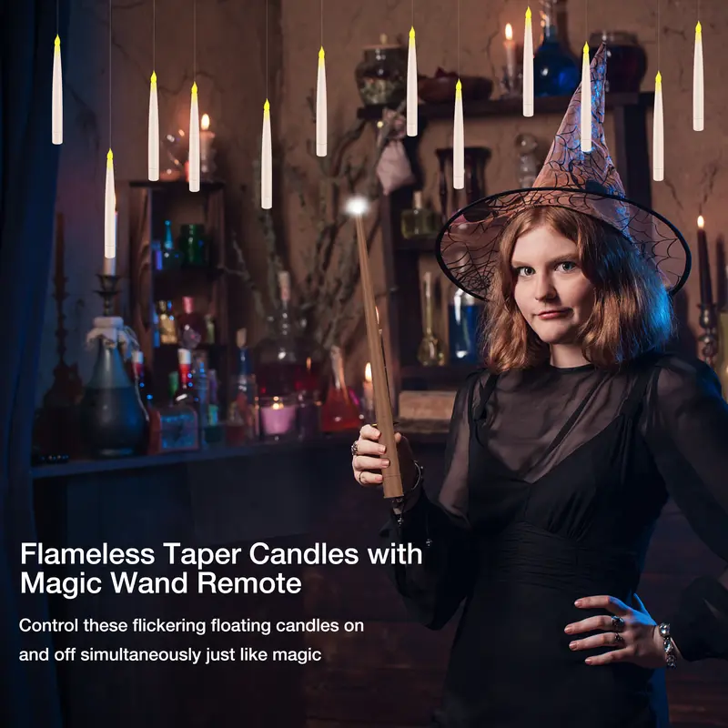 🕯️Floating Candle Magic Set with Wand Remote – Create Instant Holiday Atmosphere ✨🎄