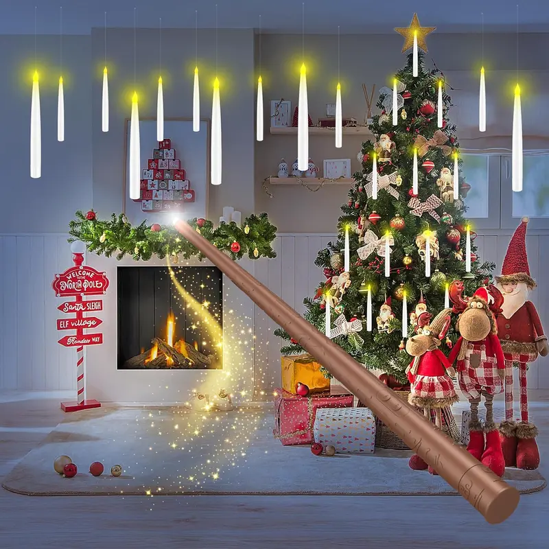 🕯️Floating Candle Magic Set with Wand Remote – Create Instant Holiday Atmosphere ✨🎄