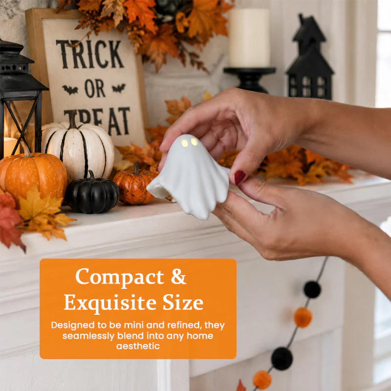 👻 Glowing Cute Ghost LED Halloween Decor – Warm Light Spooky-Free Table Ornament