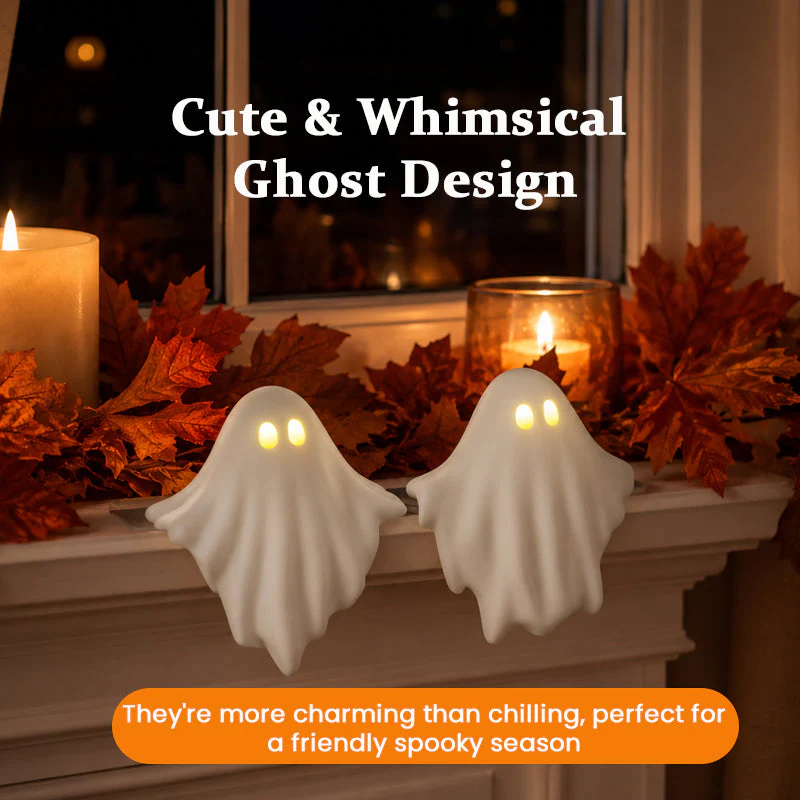 👻 Glowing Cute Ghost LED Halloween Decor – Warm Light Spooky-Free Table Ornament