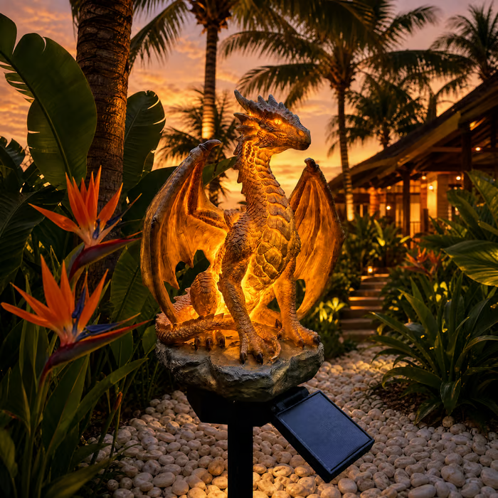 🔥LAST DAY 50% OFF – Solar Crystal Dragon Garden Light – Glowing Fantasy Outdoor Yard Decor with Solar Panel