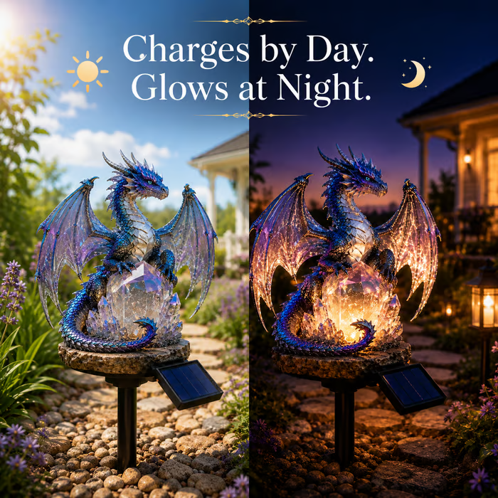 🔥LAST DAY 50% OFF – Solar Crystal Dragon Garden Light – Glowing Fantasy Outdoor Yard Decor with Solar Panel