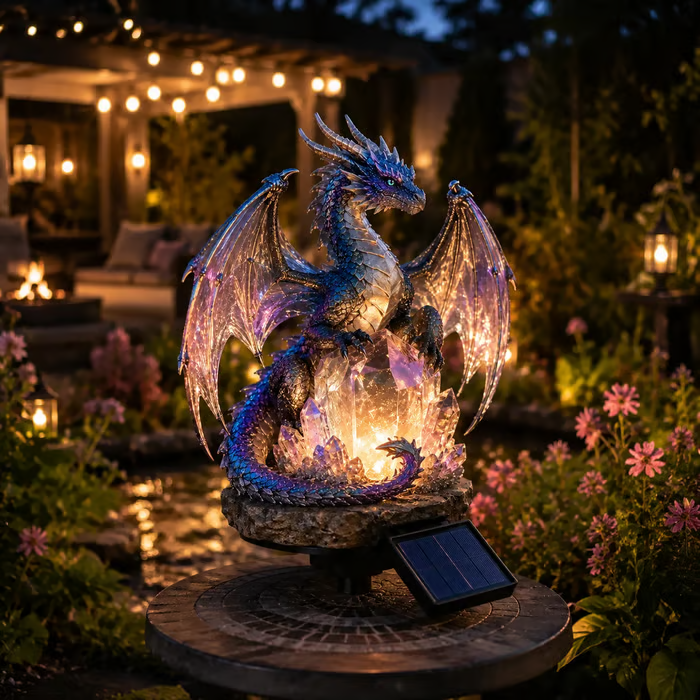 🔥LAST DAY 50% OFF – Solar Crystal Dragon Garden Light – Glowing Fantasy Outdoor Yard Decor with Solar Panel