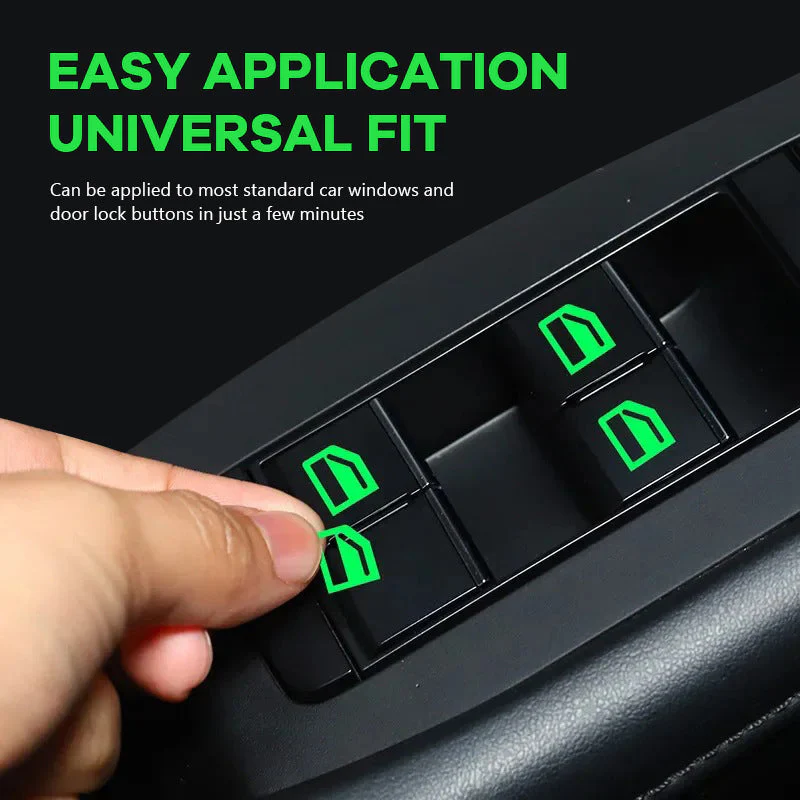 💡Car Window Lift Switch Luminous Stickers - Colorful Night Glow Warning Button Decal