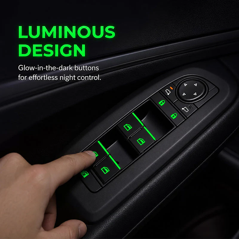 💡Car Window Lift Switch Luminous Stickers - Colorful Night Glow Warning Button Decal