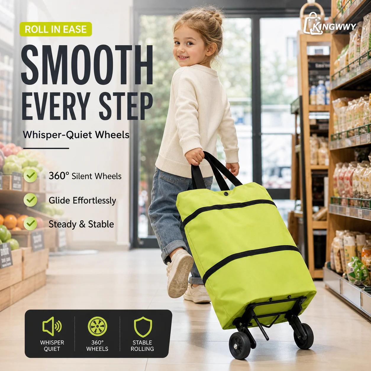 🛒 Portable Foldable Shopping Cart with Wheels | Lightweight Grocery Trolley for Easy Transport