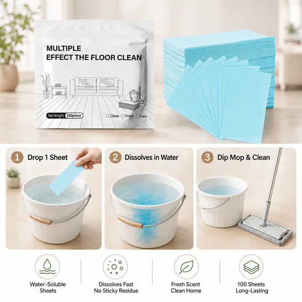 🔥49% OFF Limited Time Sale🔥No-Rinse Dissolving Floor Cleaning Sheets – Multi-Surface Daily Mop Cleaner